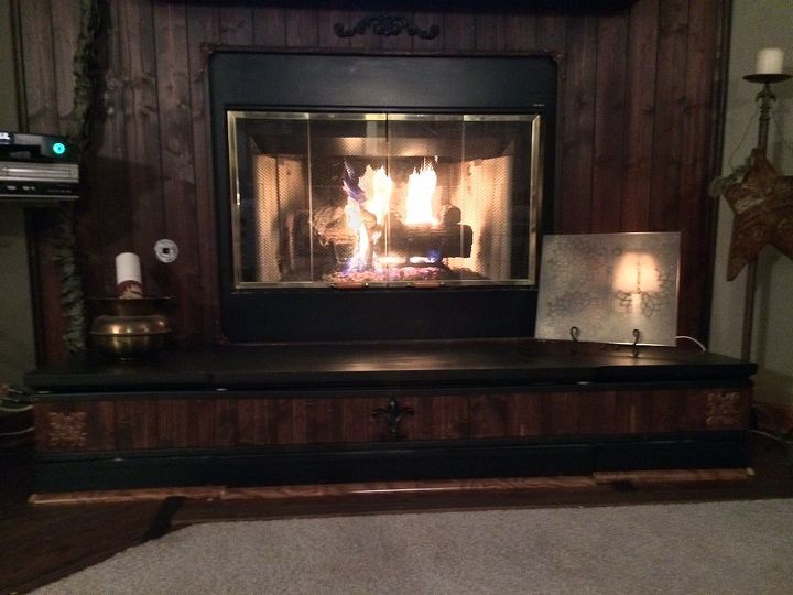 fireplace transformation incorporated with tv, diy, fireplaces mantels, living room ideas, painting, repurposing upcycling, woodworking projects