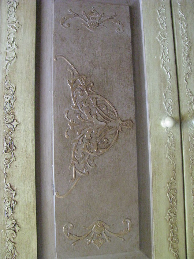 cabinet make over with plaster stenciling and paint, kitchen cabinets, kitchen design