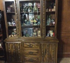 furniture refinishing idea, chalk paint, painted furniture, repurposing upcycling, China cabinet given to us by my sister in law
