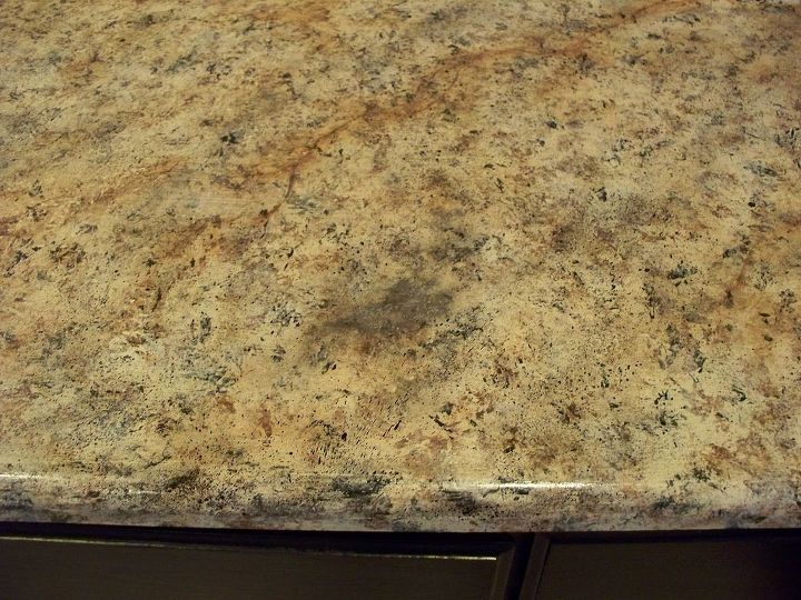 from blah to beautiful with just paint plaster stain and a stencil, Faux Granite Finished