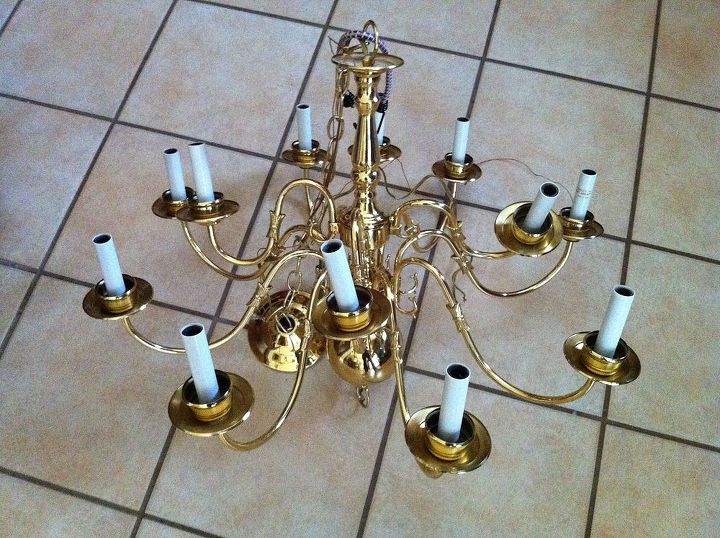 chandelier makeover transformation, chalk paint, how to, lighting, repurposing upcycling