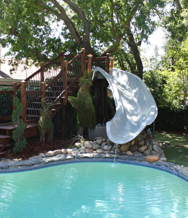 water slide for home pool idea, diy, pool designs, stairs