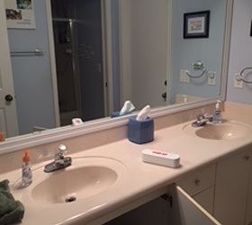 builder grade bathroom vanity upgrade for kids, bathroom ideas, boringoriginal builders vanity 10 yrs old so boring