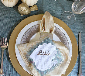 blue and gold thanksgiving table decor, crafts, seasonal holiday decor, thanksgiving decorations