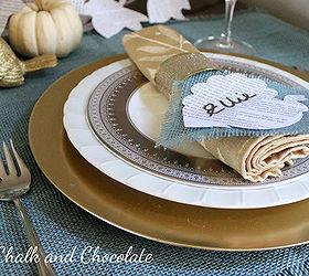 blue and gold thanksgiving table decor, crafts, seasonal holiday decor, thanksgiving decorations