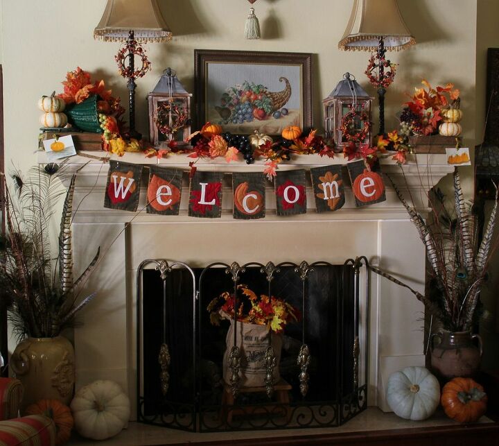 thanksgiving mantel how to inspiration, fireplaces mantels