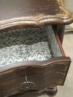 Lining Furniture Drawers with Pretty Paper