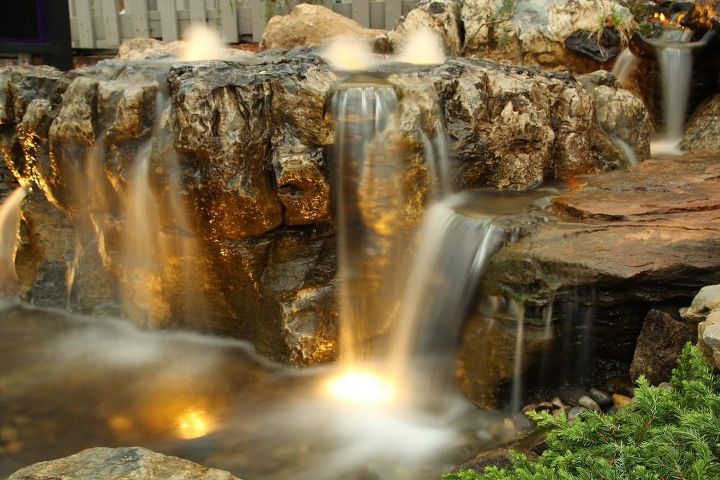 pondless waterfall landscape ideas new jersey, lighting, ponds water features