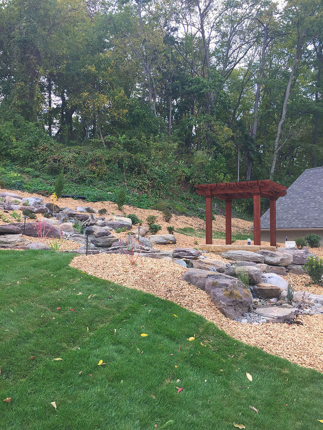 pondless waterfall project york pa, concrete masonry, gardening, landscape, lighting, ponds water features