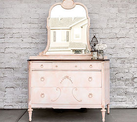 how to create the marbled look on a pink dresser, painted furniture