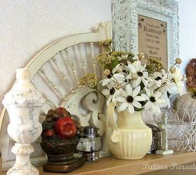 thanksgiving mantel decor with flea market finds, fireplaces mantels, home decor, repurposing upcycling, seasonal holiday decor, thanksgiving decorations, Shabby chic styled mantel