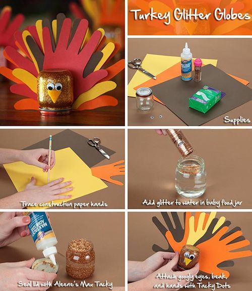 cute turkey thanksgiving glitter globes, crafts, seasonal holiday decor, thanksgiving decorations