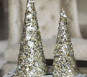how to make 2 step glitter foil trees, christmas decorations, crafts, seasonal holiday decor