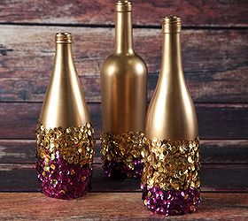 how to make holiday sequin glitter bottles, crafts, repurposing upcycling, seasonal holiday decor