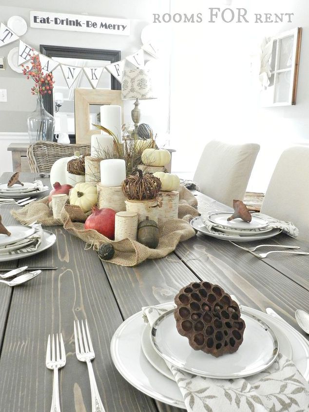 how to set up birch tree thanksgiving tablescape, seasonal holiday decor, thanksgiving decorations