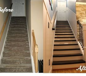 board and batten remodeled staircase, diy, home improvement, stairs, woodworking projects, Before and After