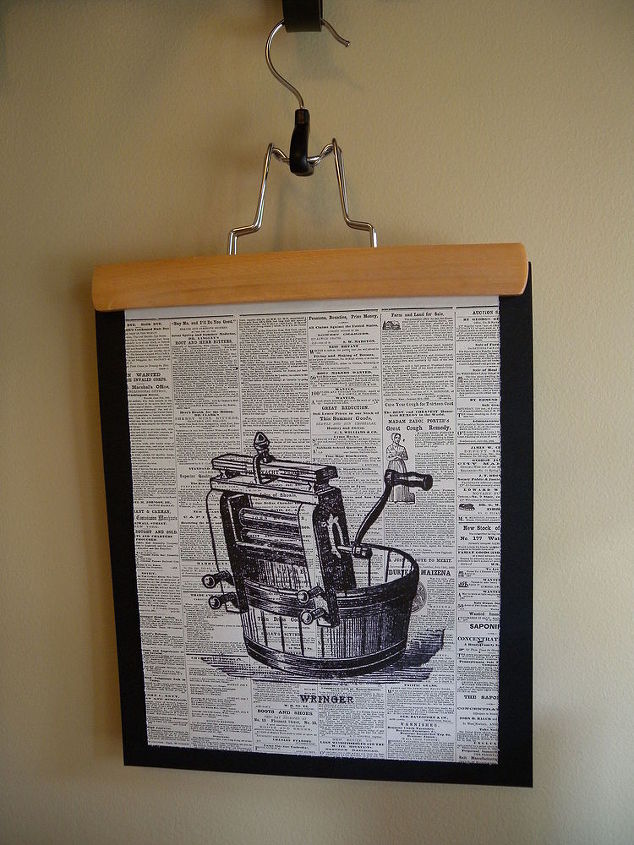 how to make graphic laundry room art, crafts, laundry rooms, wall decor, Wooden hangers make it so simple to swap out