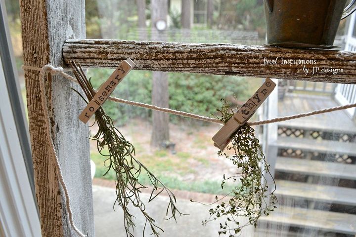 chippy ladder herb display for fall, gardening, seasonal holiday decor, windows
