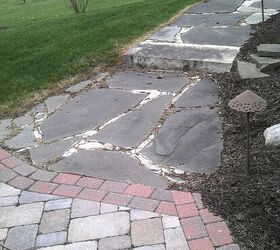 cedar lake sidewalk restoration, concrete masonry, landscape, patio, Before