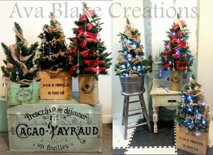 how to make wine crate ice bucket christmas trees, christmas decorations, crafts, seasonal holiday decor, Happiest Holiday Anywhere Christmas Trees