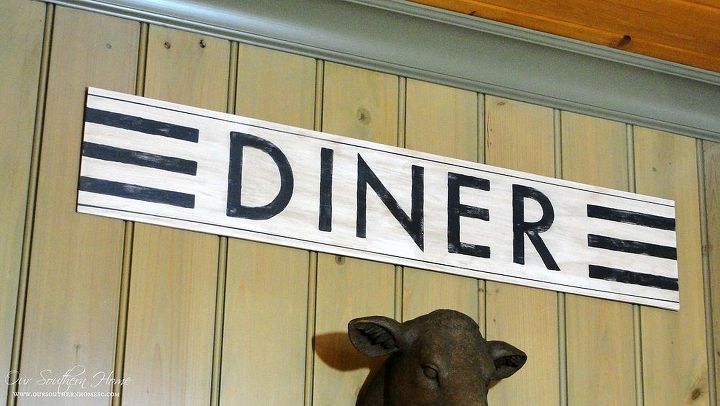 pottery barn inspired diner sign for kitchen, crafts, home decor, woodworking projects