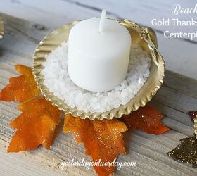 how to make a beachy gold thanksgiving centerpiece, crafts, seasonal holiday decor, thanksgiving decorations