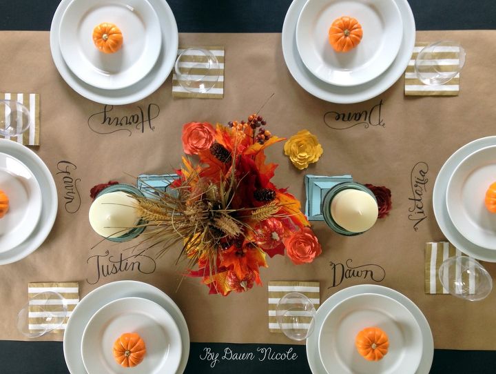 how to make a kraft paper table runner, seasonal holiday decor, thanksgiving decorations
