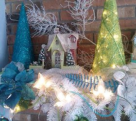 christmas fireplace mantel idea with lights, christmas decorations, fireplaces mantels