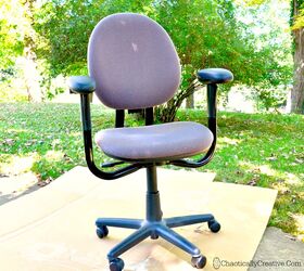 office chair transformation with drop cloth slipcover, reupholster