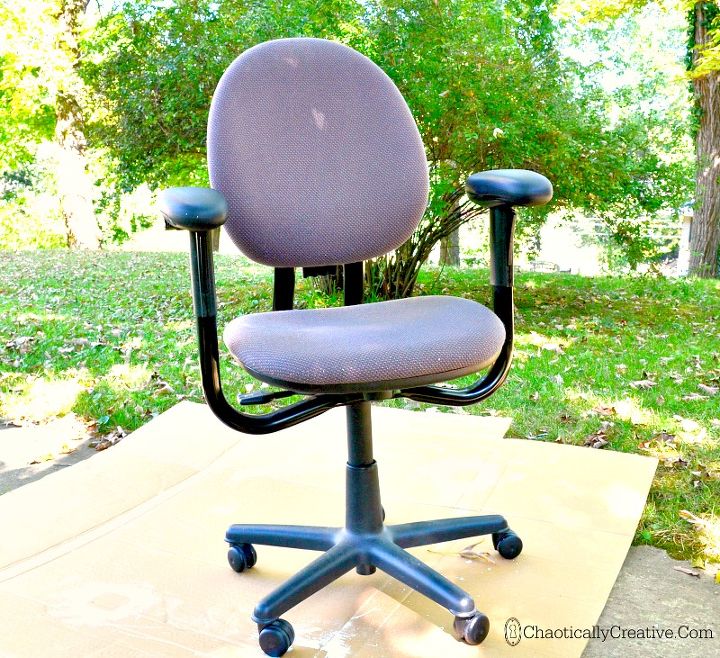 office chair transformation with drop cloth slipcover, reupholster