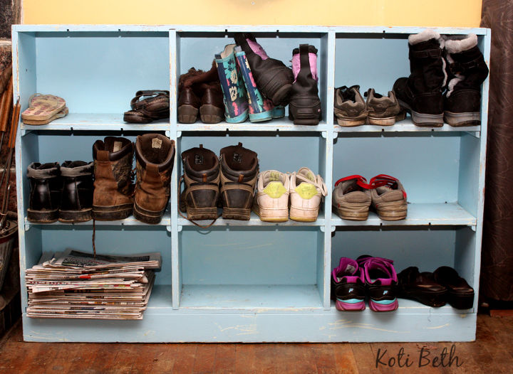 how to turn a cubby into a shoe organizer with chalk paint, chalk paint, organizing, painting