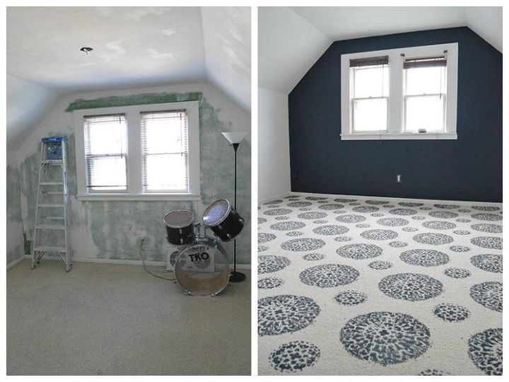how to painta carpet with the antico stencil, diy, painting, reupholster