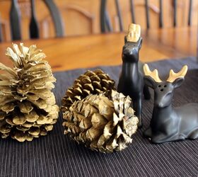whitewashed box with gold pine cones holiday centerpiece, seasonal holiday decor, woodworking projects