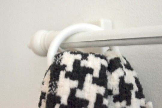 how to organizer winter gear with a curtain rod, home decor, organizing, window treatments