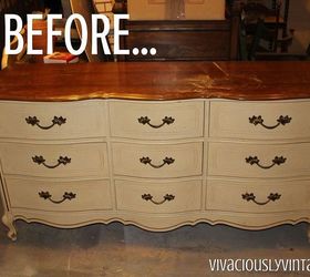 coral gold dipped french provincial dresser, painted furniture