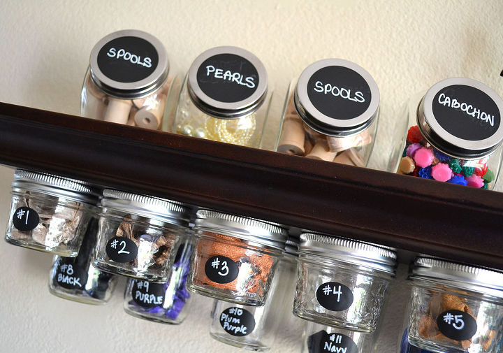 mason jar storage shelf idea, crafts, mason jars, organizing, shelving ideas, storage ideas