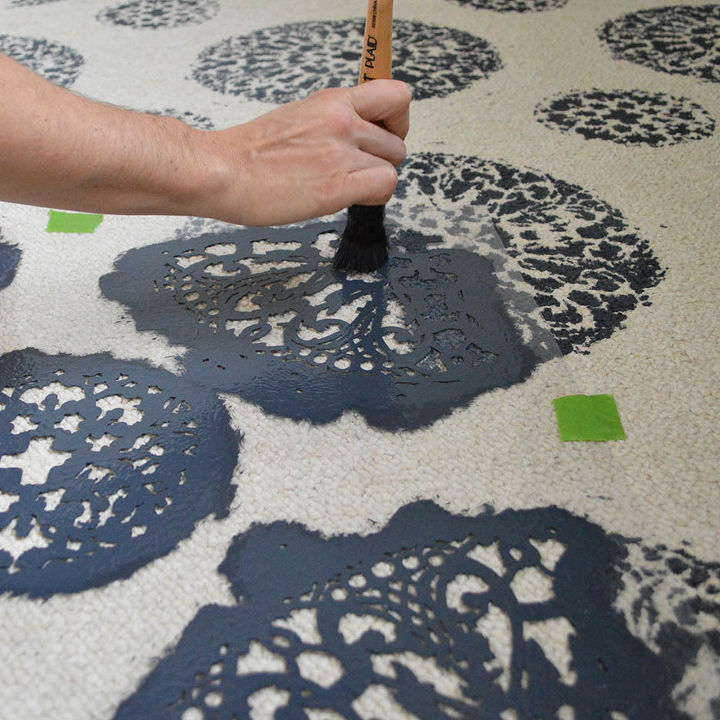 How To Use Stencils On An Old Carpet Hometalk How To Use Stencils On An Old Carpet Diy Flooring Painting Stenciling