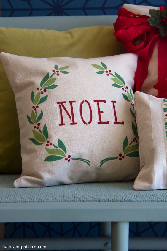 how to stencil festive christmas pillow cases print this post, chalk paint, christmas decorations, crafts, seasonal holiday decor