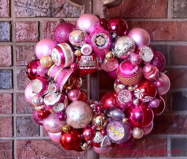 how to make a knockoff pink vintage ornament wreath, christmas decorations, crafts, seasonal holiday decor, wreaths