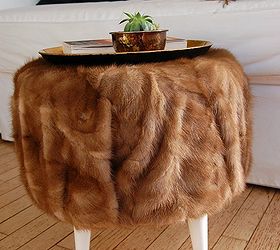 diy vintage fur ottoman from an old cable spool, diy, painted furniture, repurposing upcycling
