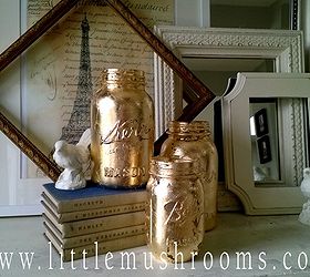 how to make gold covered mason jar candles, crafts, diy, mason jars