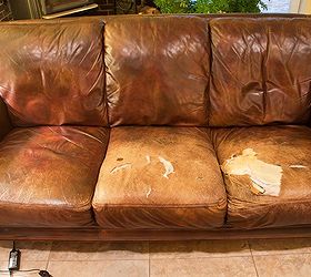 Wrap fabric around a curtain rod to fix a ripped couch in a pinch