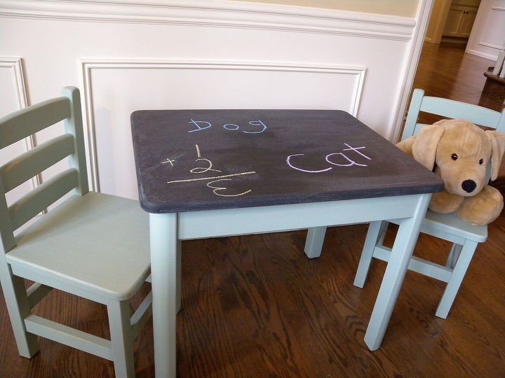 table and chair makeover with chalkboard and milk paint, chalkboard paint, painted furniture