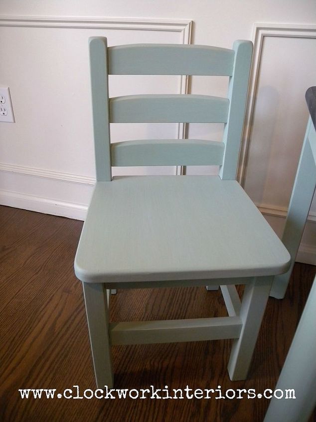 cambio de imagen de la mesa y la silla de un nio con pizarra y pintura de leche
