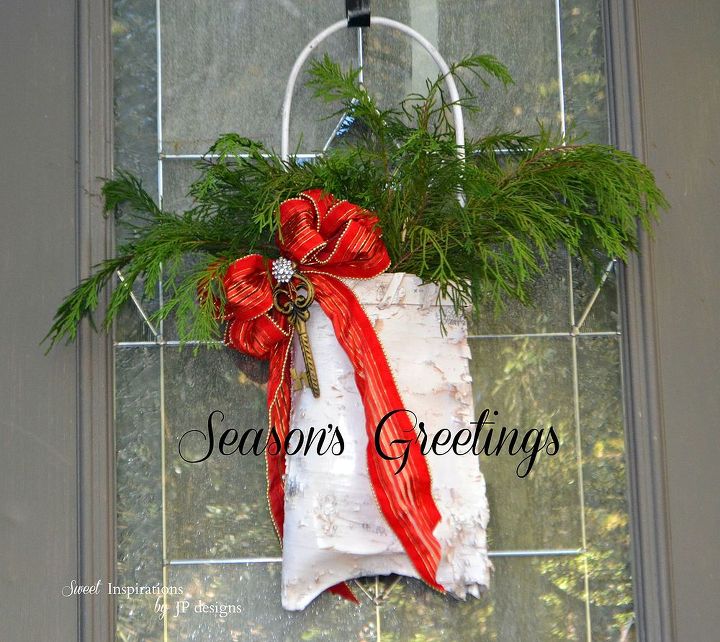 a birch wall pocket with greens glam, seasonal holiday decor, wreaths