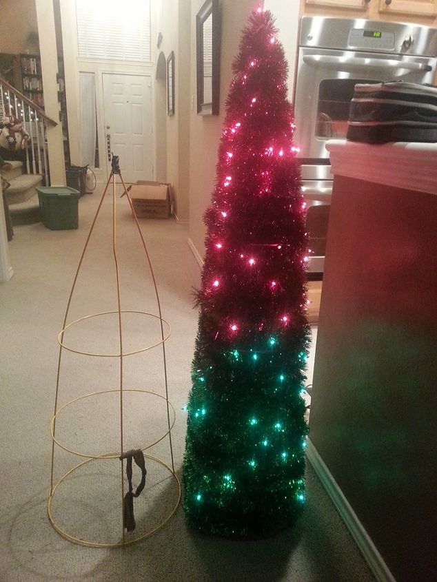 how to make a shimmering christmas tree out of a tomato cage, christmas decorations, crafts, seasonal holiday decor
