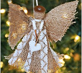 Burlap Angel Christmas Ornament