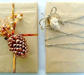 Simple Gift Wrapping Ideas With Shells, Pine Cones, Greenery & More