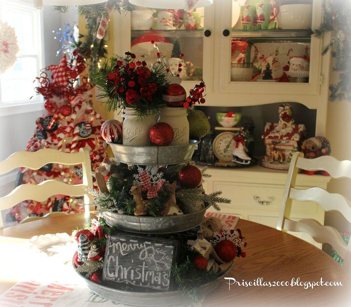 galvanized tiered tray christmas centerpiece how to, chalkboard paint, christmas decorations, mason jars, repurposing upcycling, seasonal holiday decor
