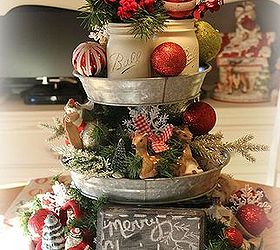 galvanized tiered tray christmas centerpiece how to, chalkboard paint, christmas decorations, mason jars, repurposing upcycling, seasonal holiday decor
